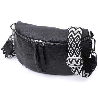 Leather Bag for Women In a Classic Color Crossbody with a Mini Wallet Vintage 22666 Black