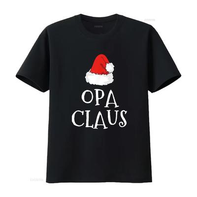 Mens Family Opa Claus Christmas Santa S Hat Matching Pajama T Shirt Black Vintage Washed Stylish Soft Comfortable Streetwear