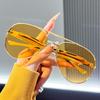 Toad Shaped Sunglasses for Women Metal New Retro Sunglasses for Men Large Frame Pilot Double Beam Sunglasses