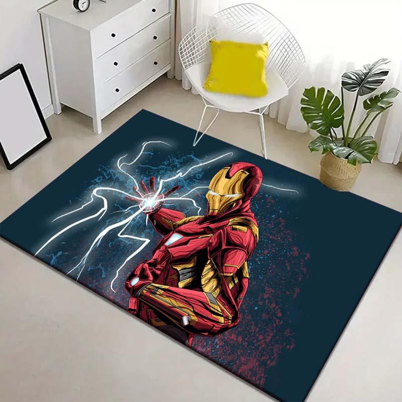 1pc Iron Man Pattern Area Rug Soft Flannel Floor Mat for Living Room, Bedroom, Sofa Coffee Table Floor Mat, Machine Washable