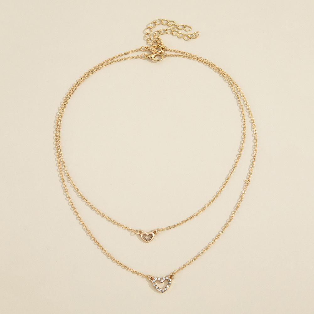 Double-Layer Love Diamond Necklace For Women, Design Sense Temperament Collarbone Chain Trendy Jewelry
