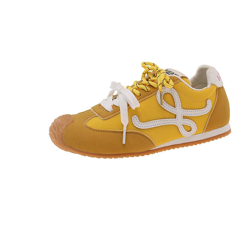 

Dexun обувь женская спортивная женская обувь тренд 2025 новая весна и лето шнуровка кожа сквозь сетку универсальная повседневная обувь 40 жёлтый