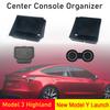 Center Console Organizer For New Tesla Model 3 Highland Model Y Launch Tray Armrest Storage Box Cup Holder Mats Trim Accessories