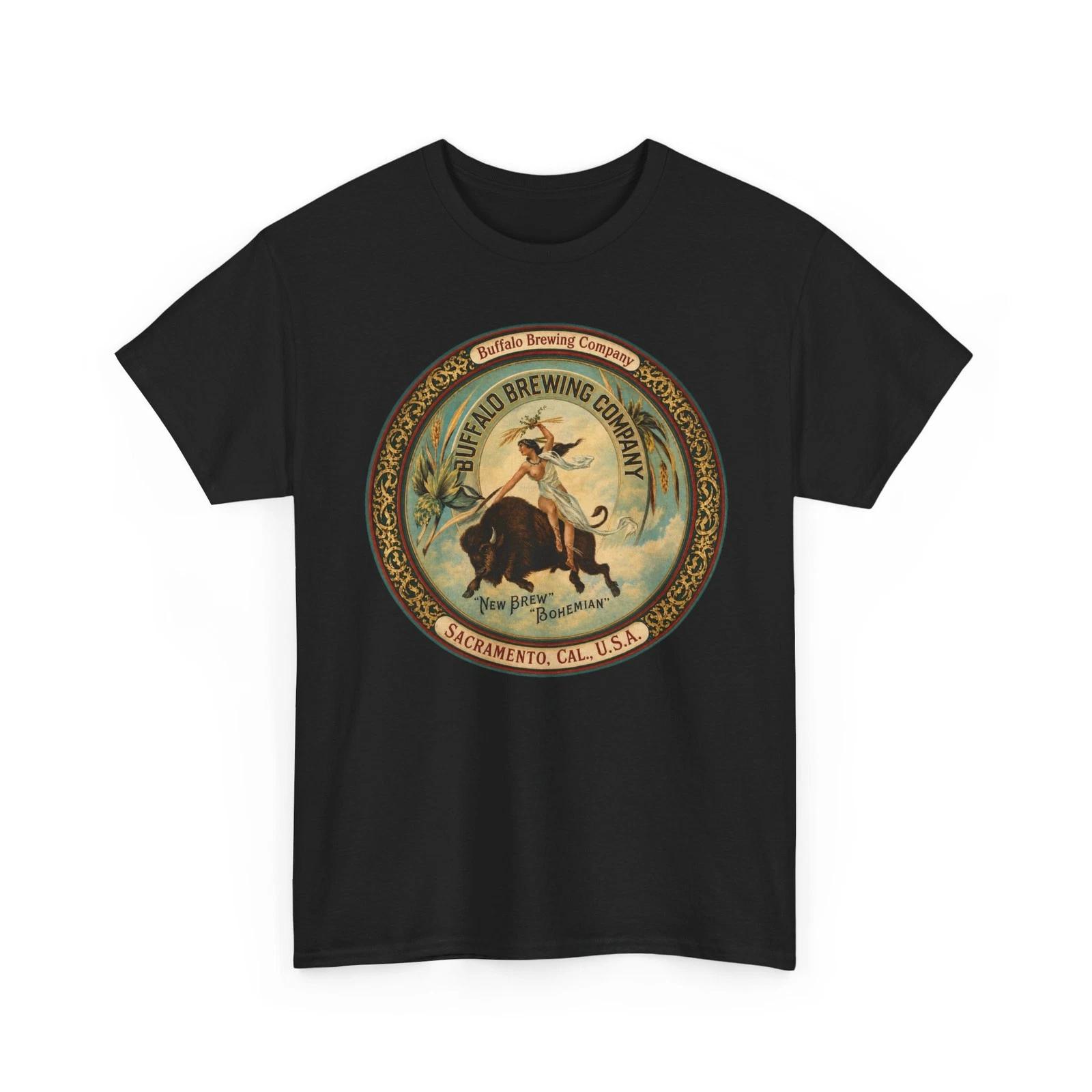 Buffalo Brewing Co Bohemian New Brew Beer Sacramento CA Retro Breweriana T-Sirt M
