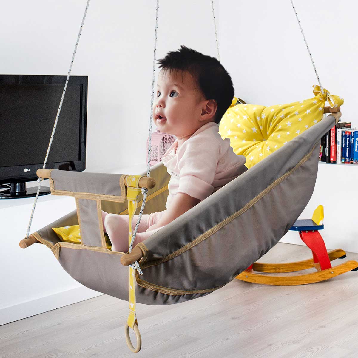 Hammock Cradle Swing For Wooden Baby Hammock Buy Gray Bundera Kids