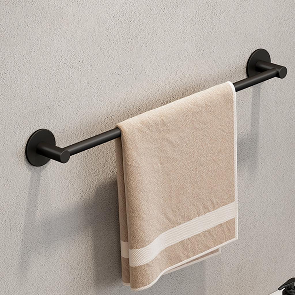 Bathroom Wall Mounted Towel Bar Space Aluminum Single Bar Towel Rack for Toilet Black