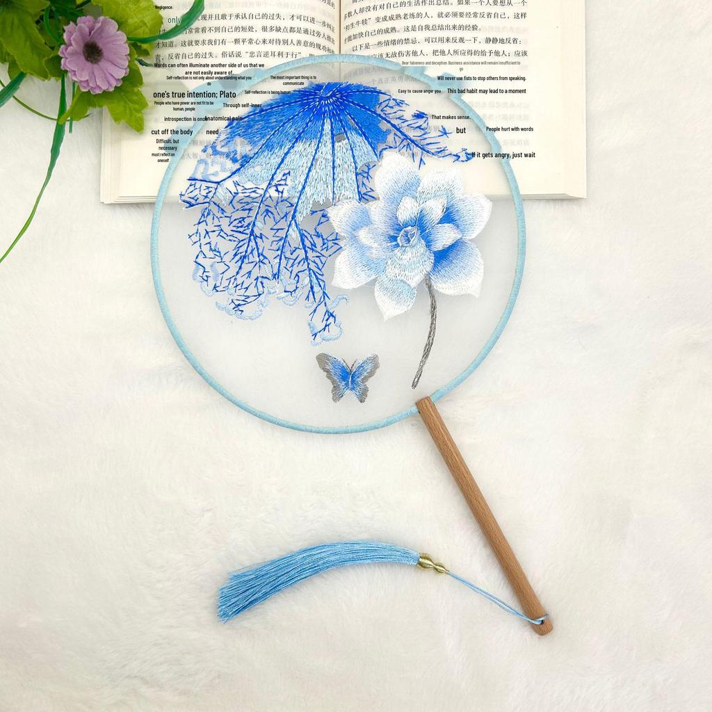 Ancient Style Single-Sided Suzhou Embroidery Dance Fan