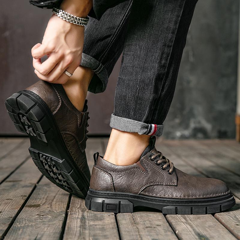 Men's Hand-stitched Leather Shoes Outdoor Casual Shoes