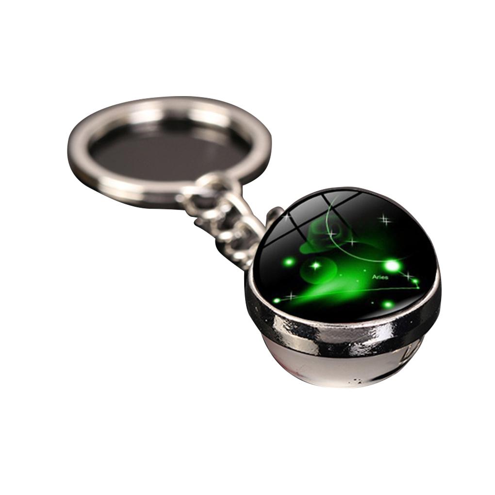 12 Sternbild Schlüsselanhänger Modern Schlicht Sternenhimmel Nebel Leuchtender Schlüsselring Zeitstein Glaskugel Kunst Doppelseitiger Anhänger