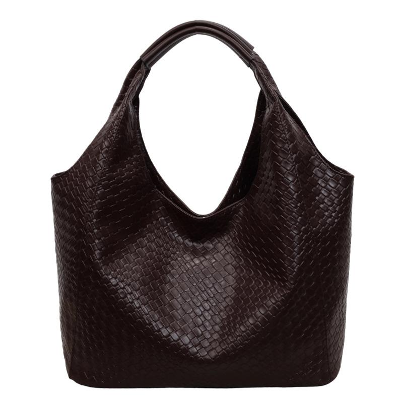 Large Capacity Woven Leather Tote Bag for Women Casual Shoulder Handbag
