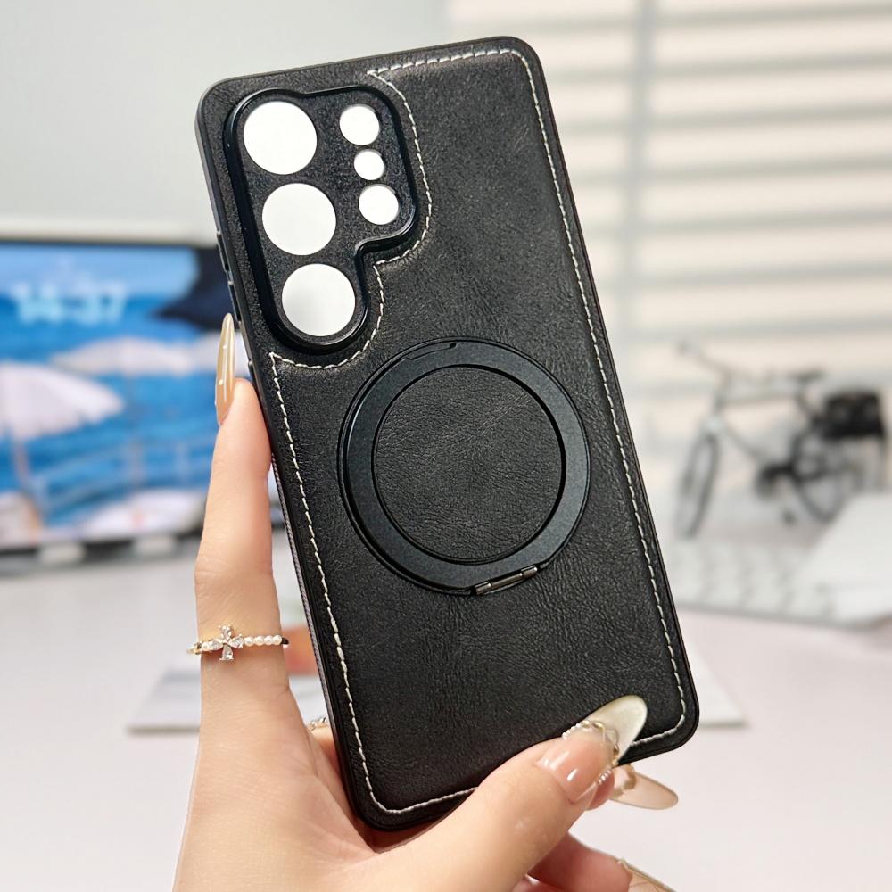 Business Leather Rotating Magnetic Stand Case For Samsung S26 Ultra S25 Plus S24 S23 S22FE A17 A56 A36 A26 A16 A55 A35 A15 Cover