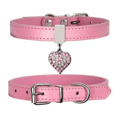 Nuovo Collare per Cani in Pelle Regolabile con Ciondolo a Forma di Cuore Collare per Cani Cinghia Collana da Principessa per Cuccioli Gatti Cani Piccoli Medi Articoli per Animali