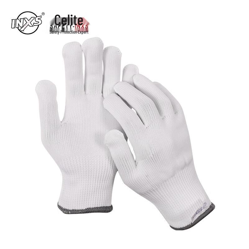 INXS SAFETY ST59103 10-Gauge White Polyester Knit Gloves Size 8