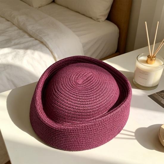 Yousheng Summer Beret Hat, Breathable Natural Straw Hat for Women, Stewardess Hat Headwear, Sun Protection Artistic Painter Hat for Outdoor Daily Wear