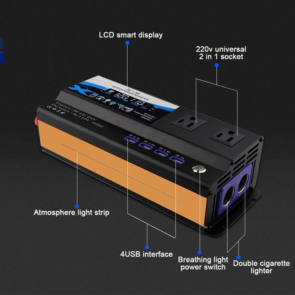 DC 12V/24V To AC 110/220V 50HZ 6000W Portable Car Power Inverter Charger Converter Adapter Universal Socket