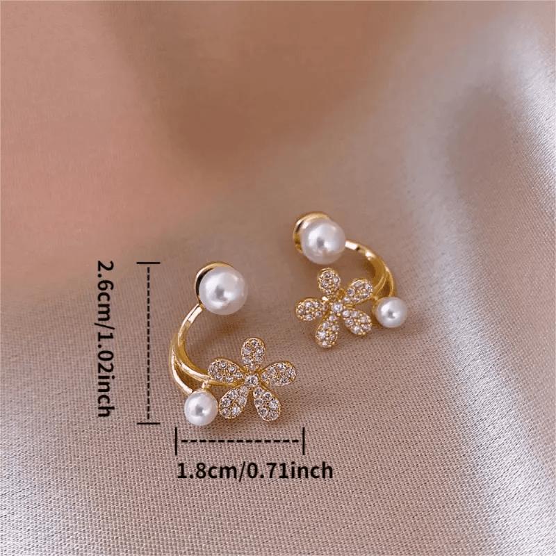 Floral Crystal Stud Earrings for Women, Elegant Minimalist Alloy Jewelry Party Christmas Gift