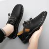 Herr Blå Mockasiner Vandringsskor Slip-on Handgjorda Körskor Casual Läder Breda Utomhusskor Större Storlekar