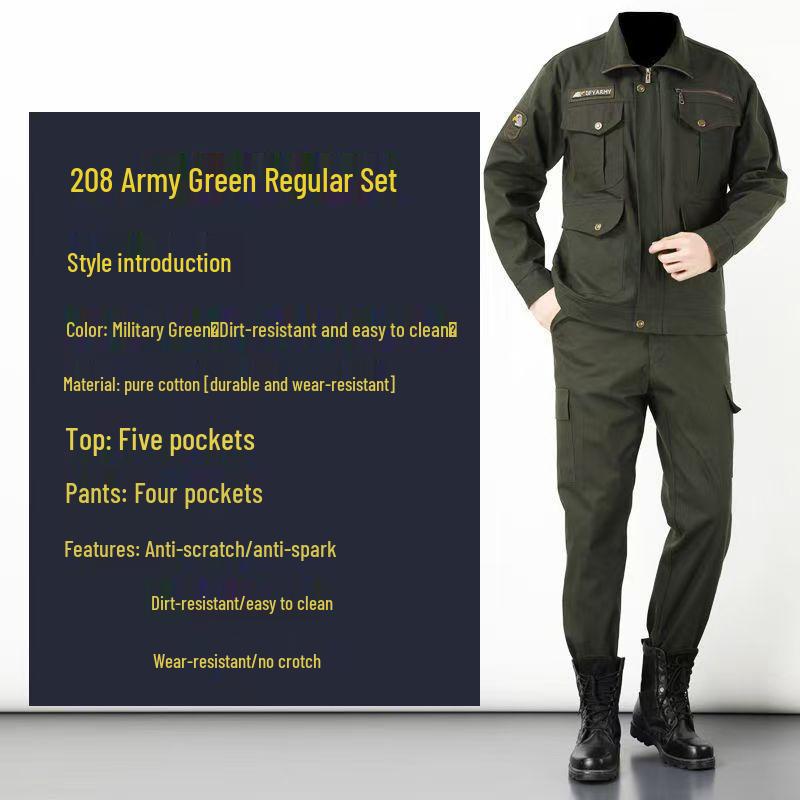 Spring & Autumn Men's Workwear Set: Anti-Scald, Wear & Dirt Resistant for Welding, Auto Repair, and Construction