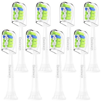 Dealswin Electric Toothbrush Replacement Brush Heads Compatible with Philips and White Includes Hygiene Covers for Plaque 8 Regular Brush Heads for