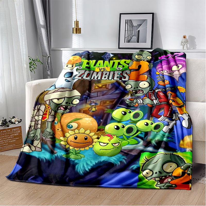 P-Plants vs. Z-Zombies Game Blanket Sofa Office Nap Peashooter Blanket Student Dormitory Bed Cover Customizable