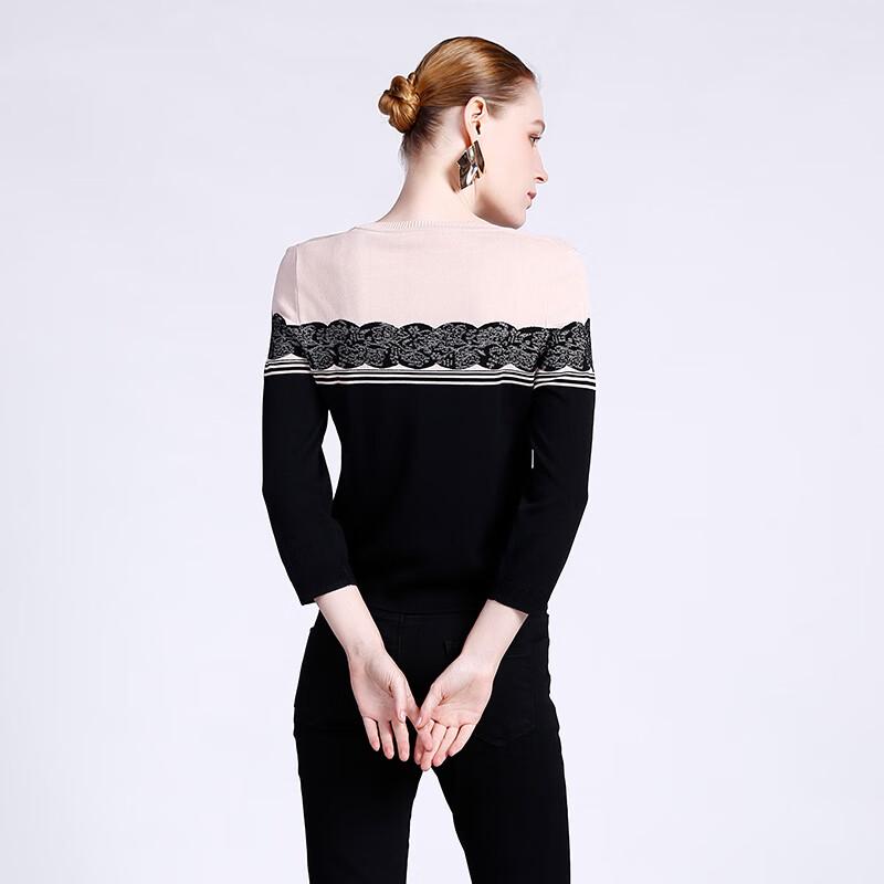 Anlom Women's Round Neck Ice Silk Long Sleeve Knit Top