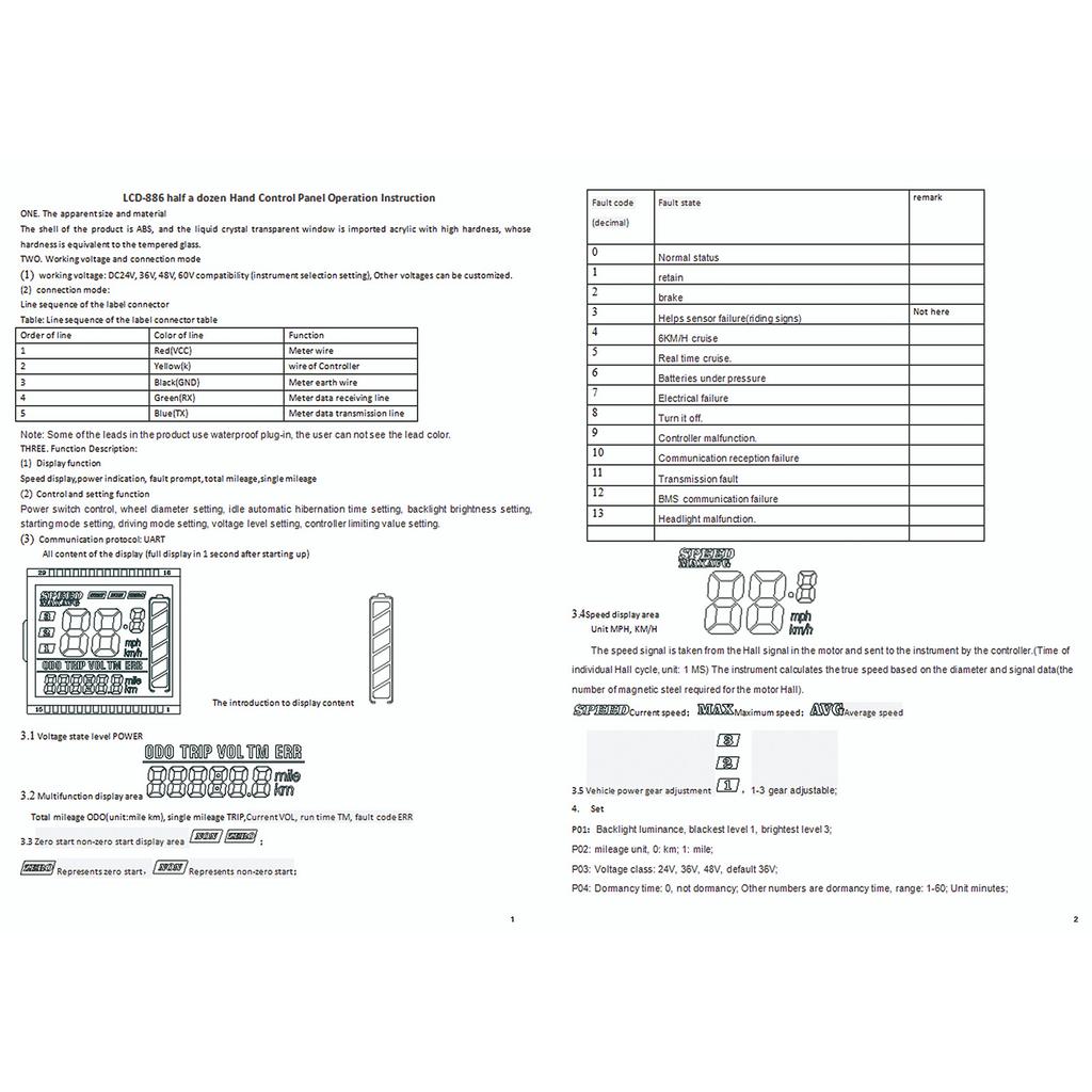 36V 48V 450W Waterproof LCD Display Panel Dual Drive Motor Brushless Controller Kit for Electric Bicycle Scooter
