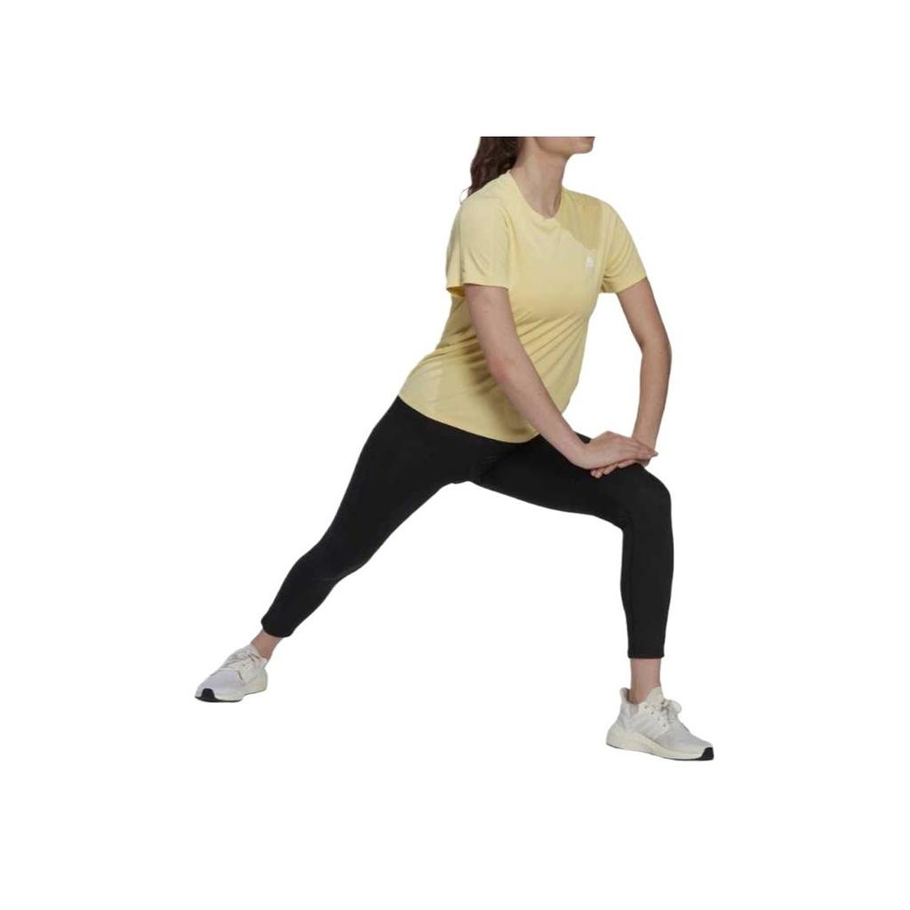 Adidas Run It Tee Round Neck Quick-Dry Comfortable Solid Color Short Sleeve Regular T-Shirt Women Tops Yellow HL1457
