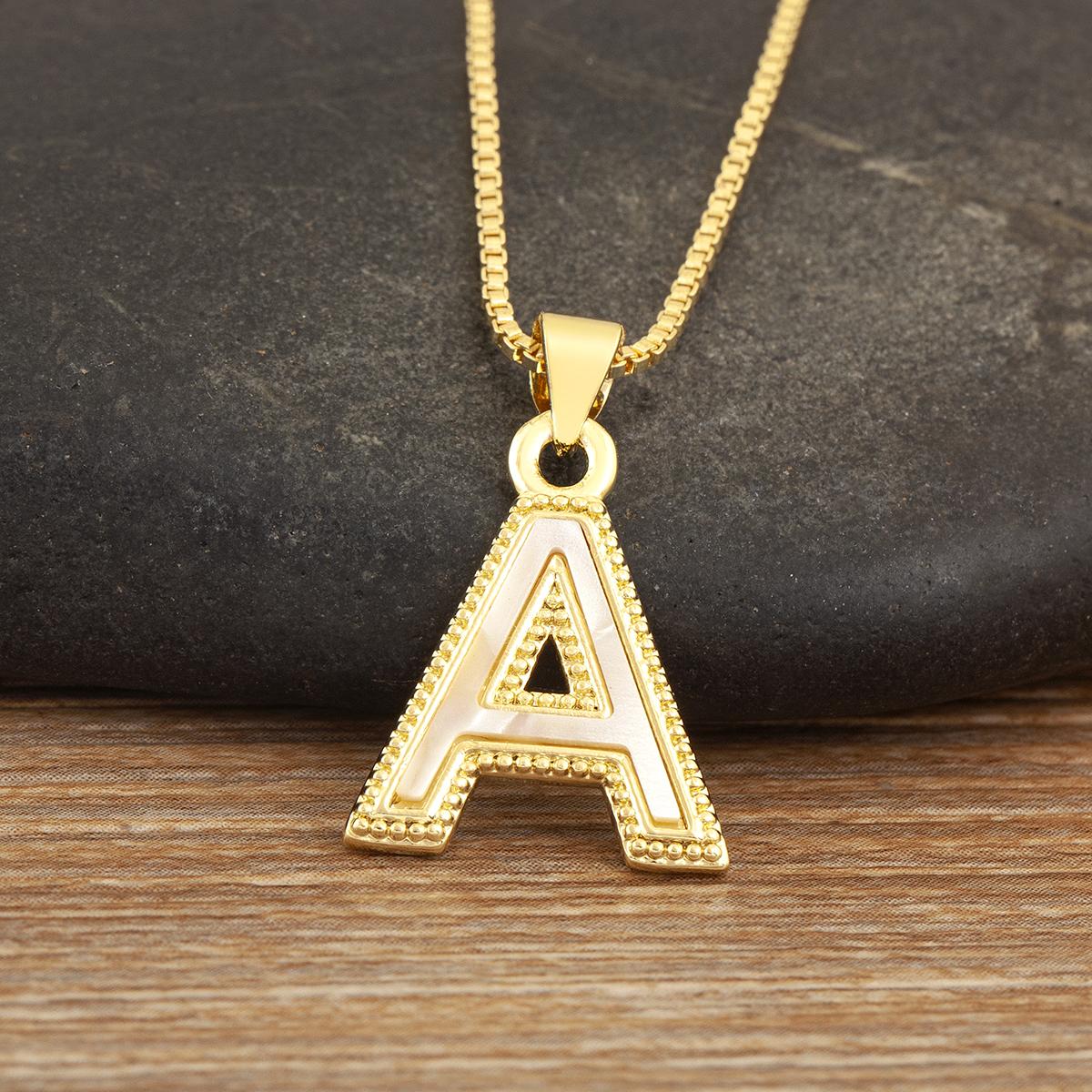 

Nidin High Quality A-Z Letters Inlaid Pearl Charm Pendant Necklace For Women Men English Letter Initial Alphabet Copper Jewelry