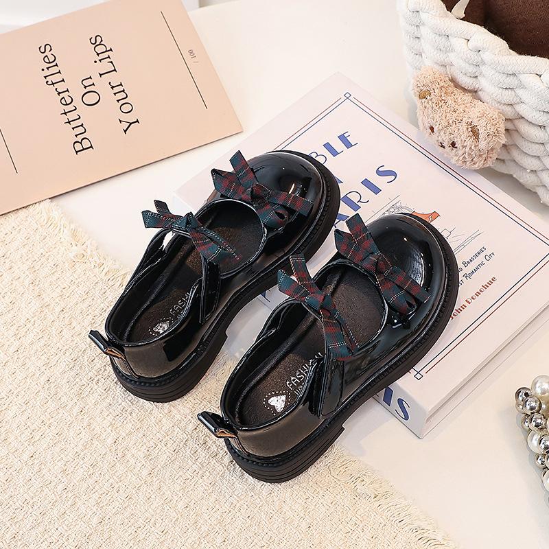 

Girls Princess Checkered Bow Loafers for Spring and Autumn Casual Comfort Shoes size 30 чорний
