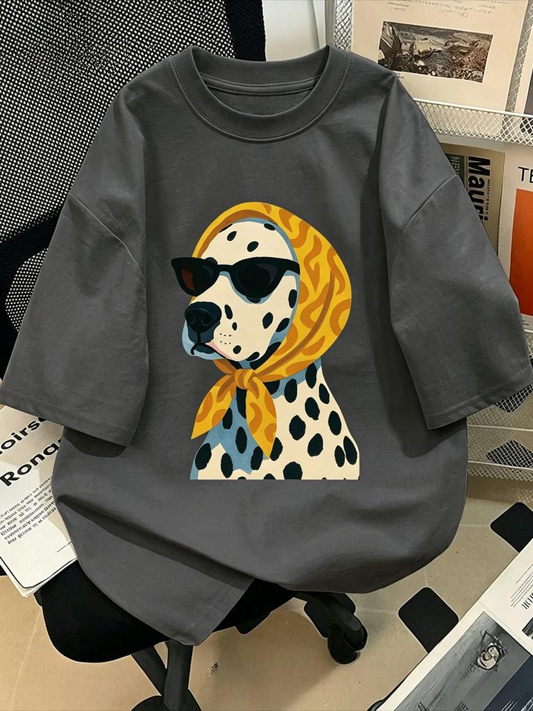 2026 Summer Retro Unisexs Dalmatian Print Tshirt Unisex Cotton And Breathable Short Sleeve Loose Casual Unisex Y2k Streetwear