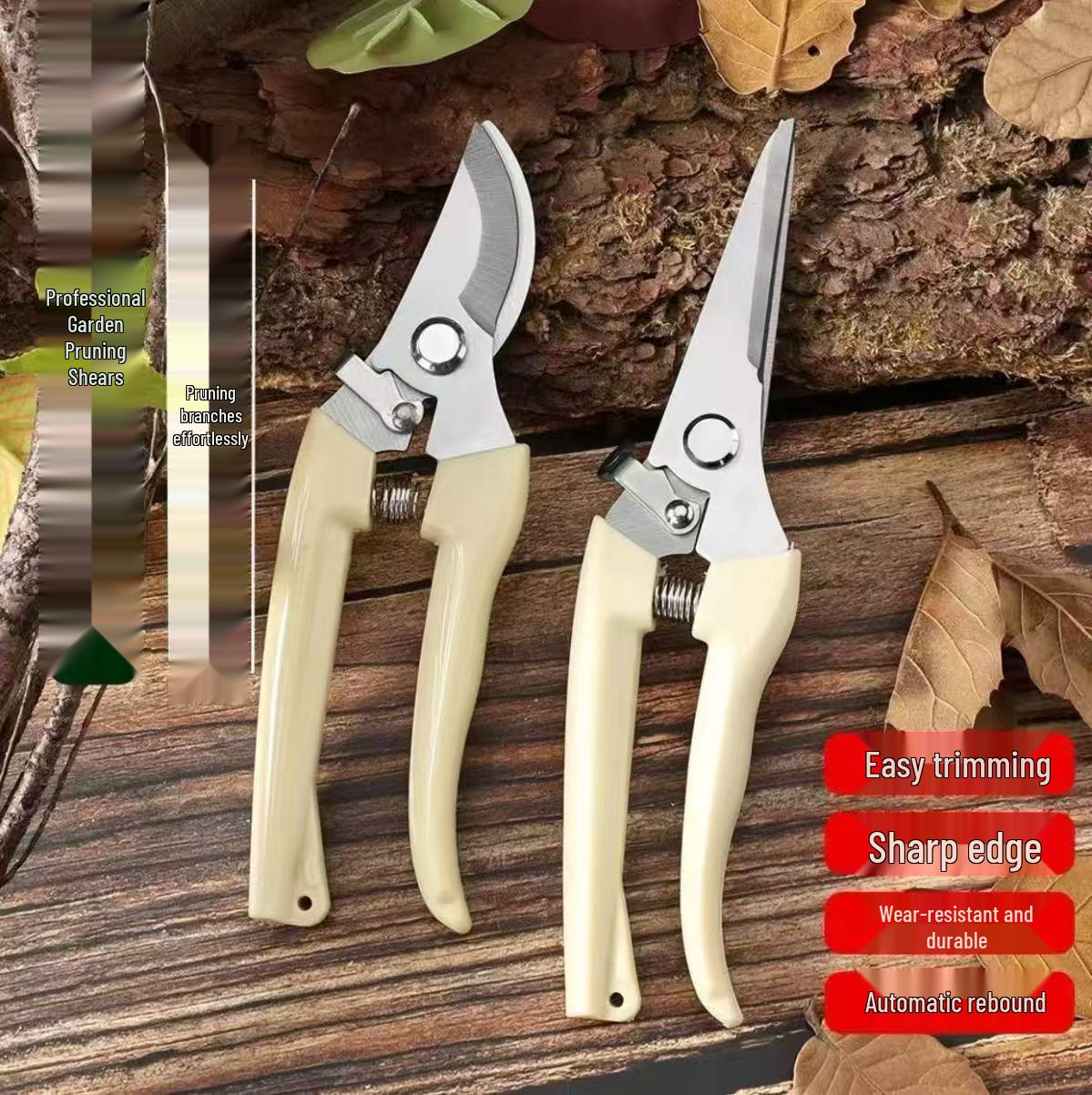 

Milk White Stainless Steel Pruning Shears for Gardening, Fruit Picking, and Grafting Curved Tip Milk White Branch Shears