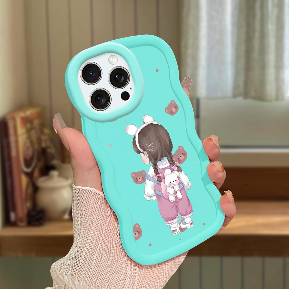 Big Wave Edge Mjukt Silikonmaterial Macaron Telefonfodral Stötsäkert Skyddande Gummihölje för iPhone Samsung Huawei Honor Xiaomi Redmi OnePlus Moto