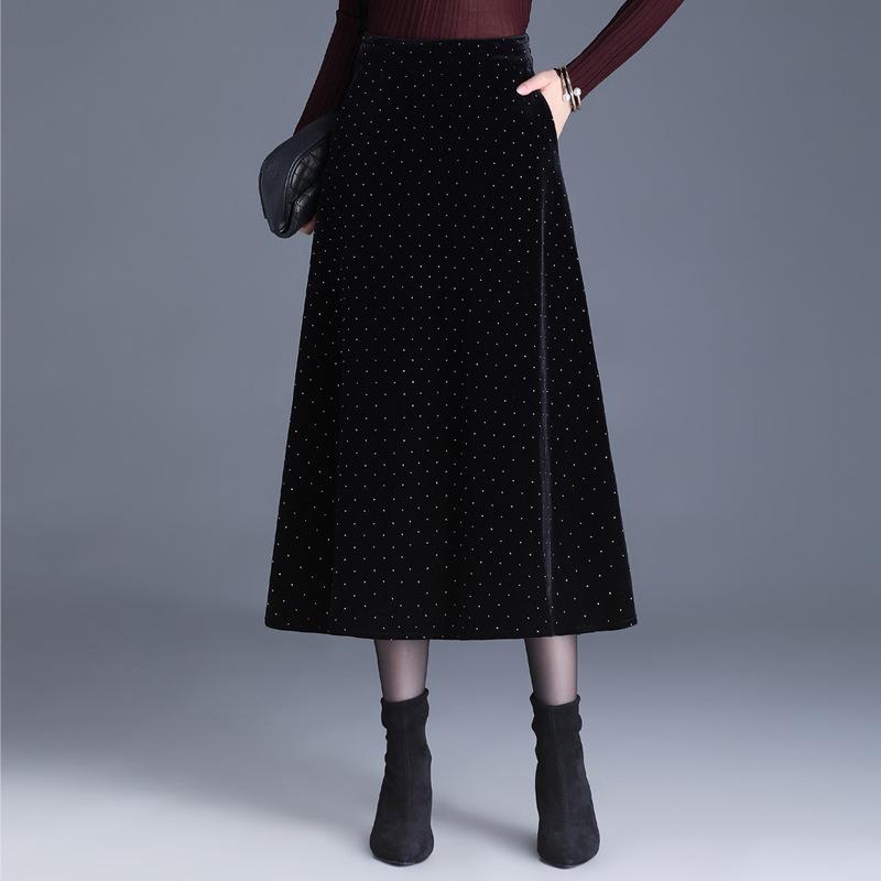 

Elegant Casual A-line Skirt for Women - 2025 Autumn/Winter Collection, Elastic Waist, Pleated Mid-length Design XXL