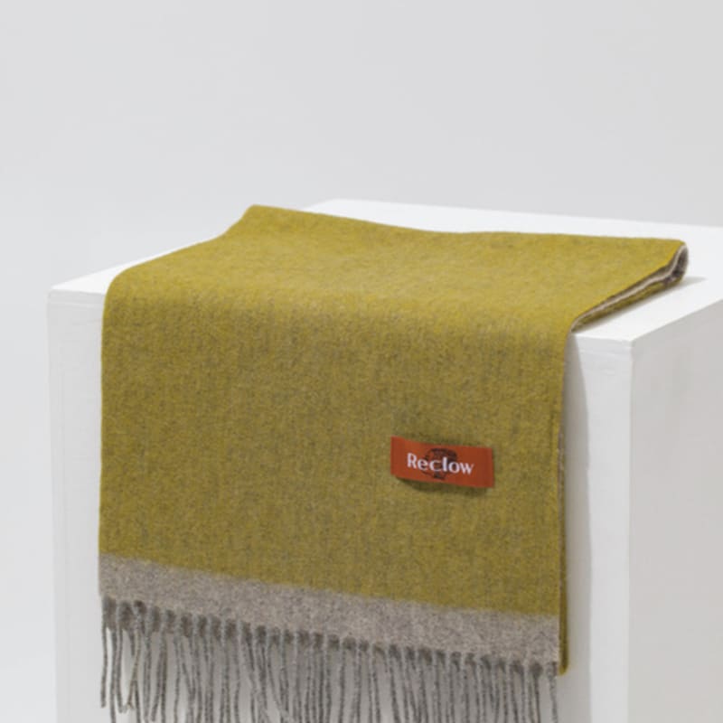 RECLOW 100% Wool Two-Tone Green Color Block Muffler