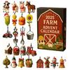 2025 Farm Advent Calendar 24 Days Christmas Countdown with 2D Acrylic Farm Animal Barn Ornaments Xmas Tree Hanging Decoration Set Holiday Gift