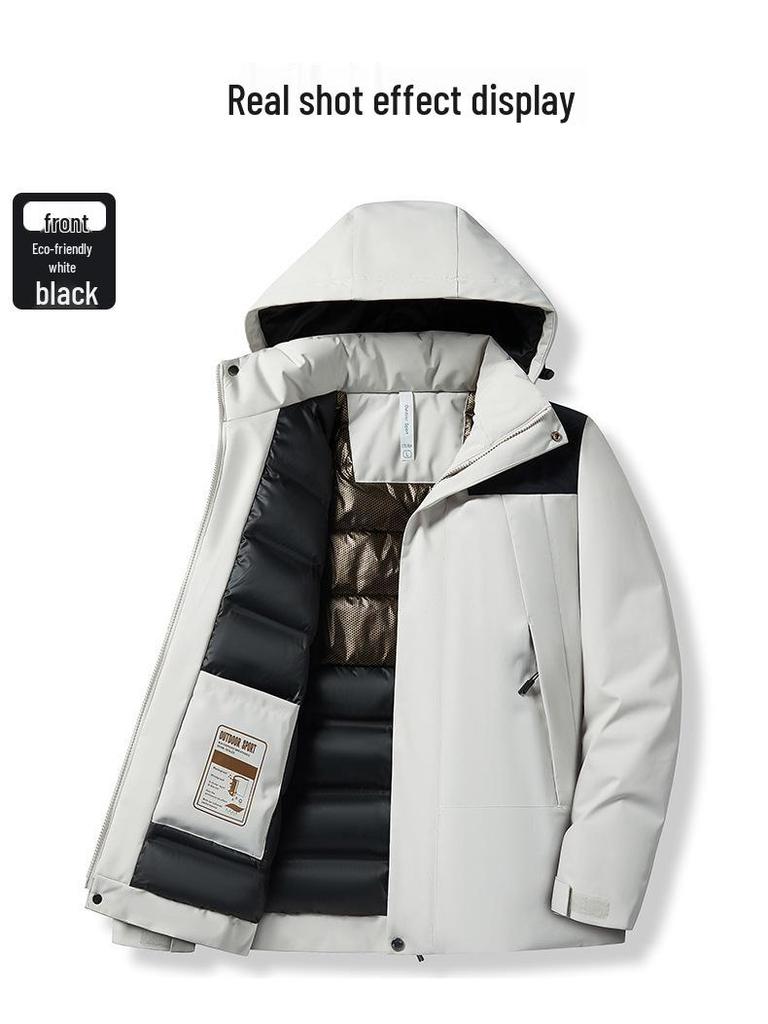 HJCAMEL Women's Color Block Windproof Waterproof Cotton Jacket with Detachable Winter Liner