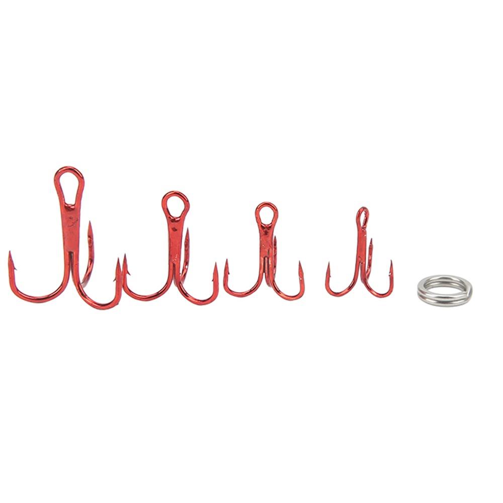 100PCS with Double Split Rings Triple Barbed Hooks Strong Sharp Barbed Hook Set Freshwater Fishing