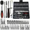 46-Piece Household Repair Tool Set with 1/4 Ratchet, Sockets, Screwdrivers, Hex Key.