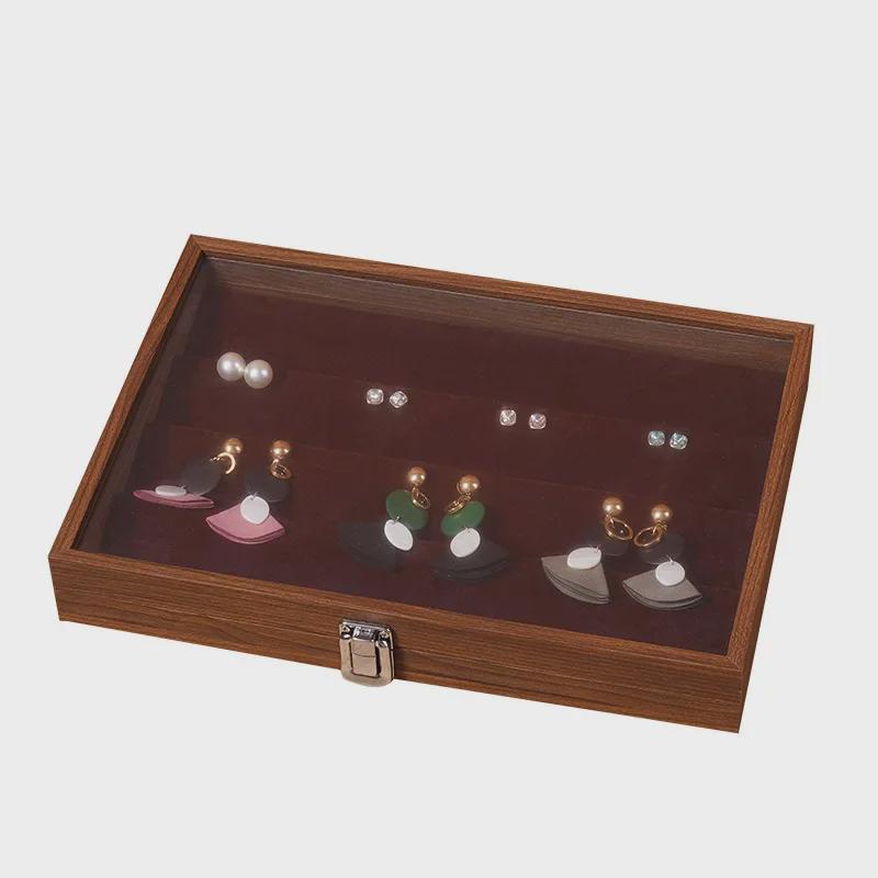 Walnut Wood Jewelry Storage Box with Lid for Bracelets, Necklaces, Rings, and Earrings
