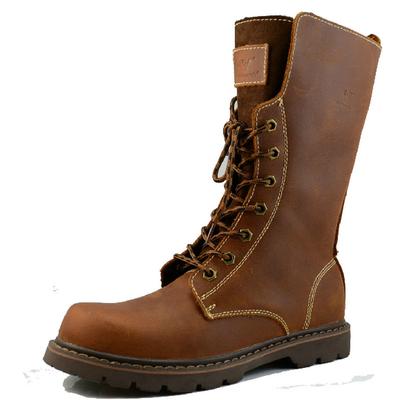 Boots Men British Motorcycle Riding Boots Knee High Casual Zipper Cowboy Male High Top Leather Work Shoes