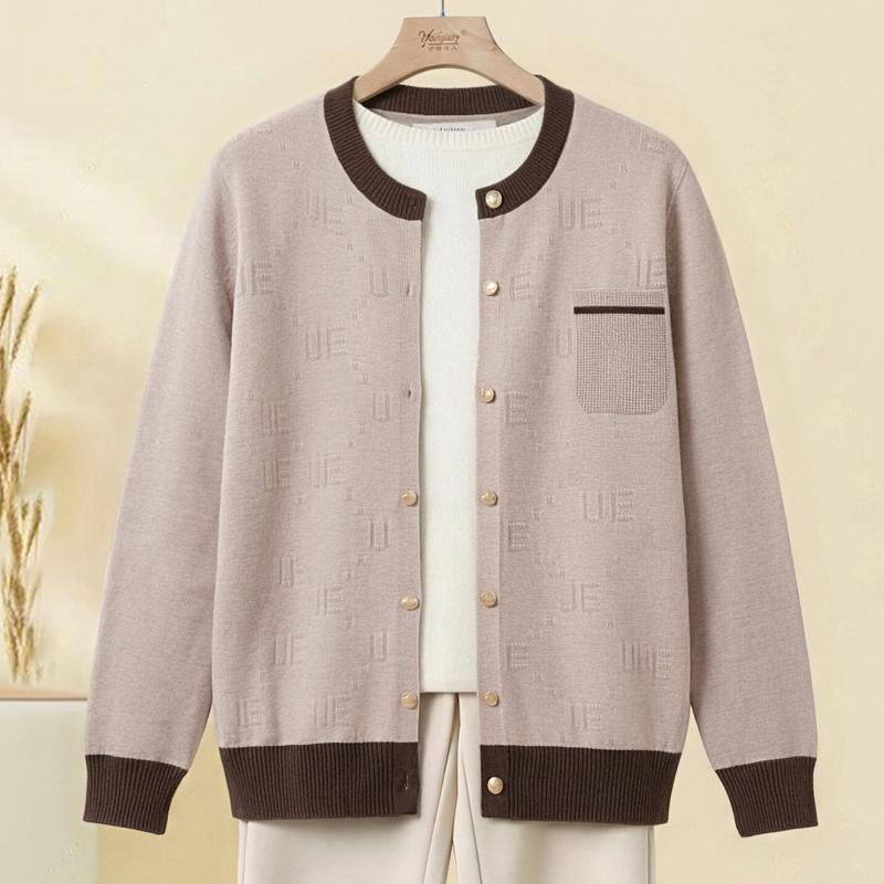 Women Plus Size Knit Cardigan Color Block Button Down Long Sleeve Pocket Loose Casual Sweater Jacket