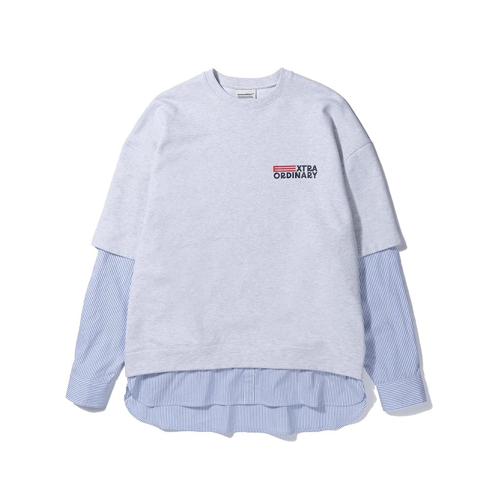EXTRAORDINARY Layered Shirts Crewneck Gray