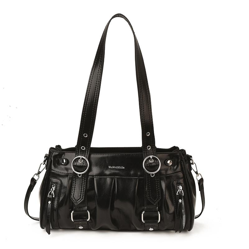 2026 New Street Style Y2K Motorcycle Bag Sweet Cool Shoulder Bag Large Capacity PU Leather Commuter Satchel Casual Handbag