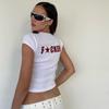 Y2K Fashion Letter Print Fairy Grunge E-girl White Crop Tops Slim Streetwear Harajuku Goth Short Sleeve T-shirts