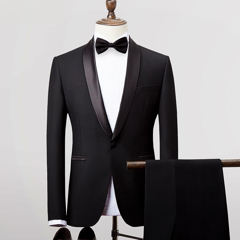 Men's Slim Fit Korean Tuxedo Suit for Wedding, Host, Photography