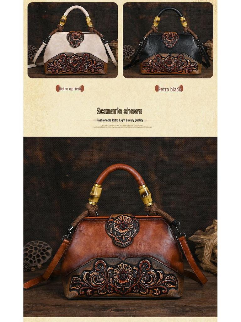 Retro dámská embosovaná crossbody kabelka - Evropský a americký styl, Sestavovaný design, Ručně vyrobená kabelka s barevným stínováním