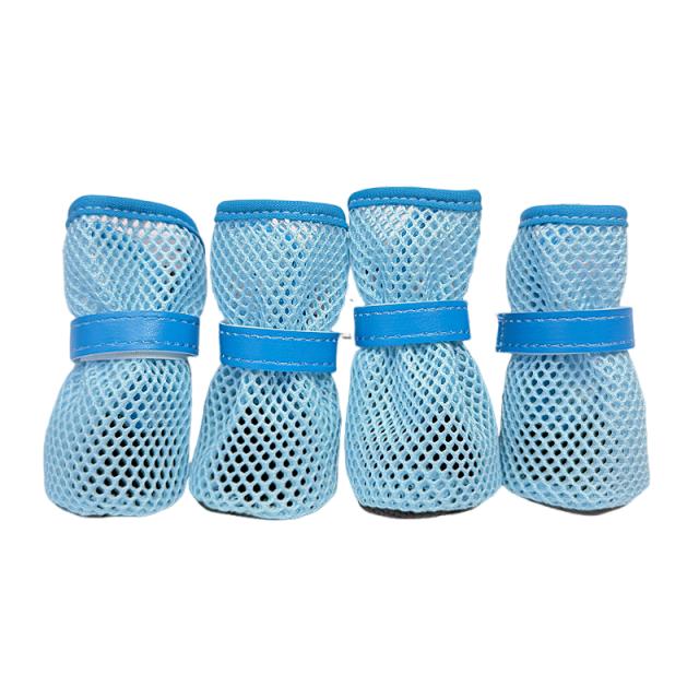 4PCS/Set All Season Dog Shoes Breathable Mesh Adjustable Dog Paw Protection Shoes Anti-slip Puppy Walking Footwear Pets Supplies