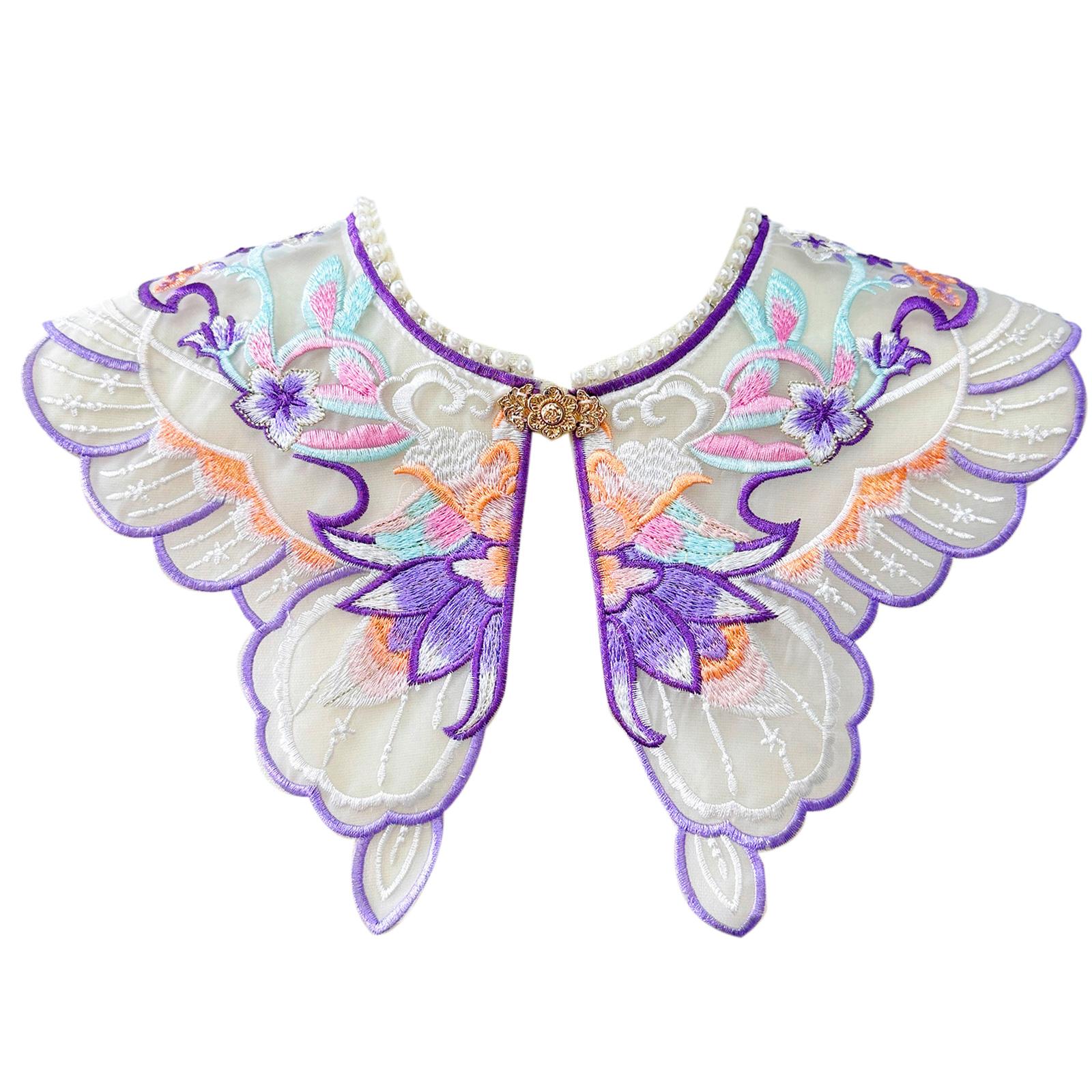 

Кружевной вышитый накладной воротник в китайском стиле для девочек, швейные принадлежности, кружевной воротник-шаль с жемчугом, регулируемый размер B