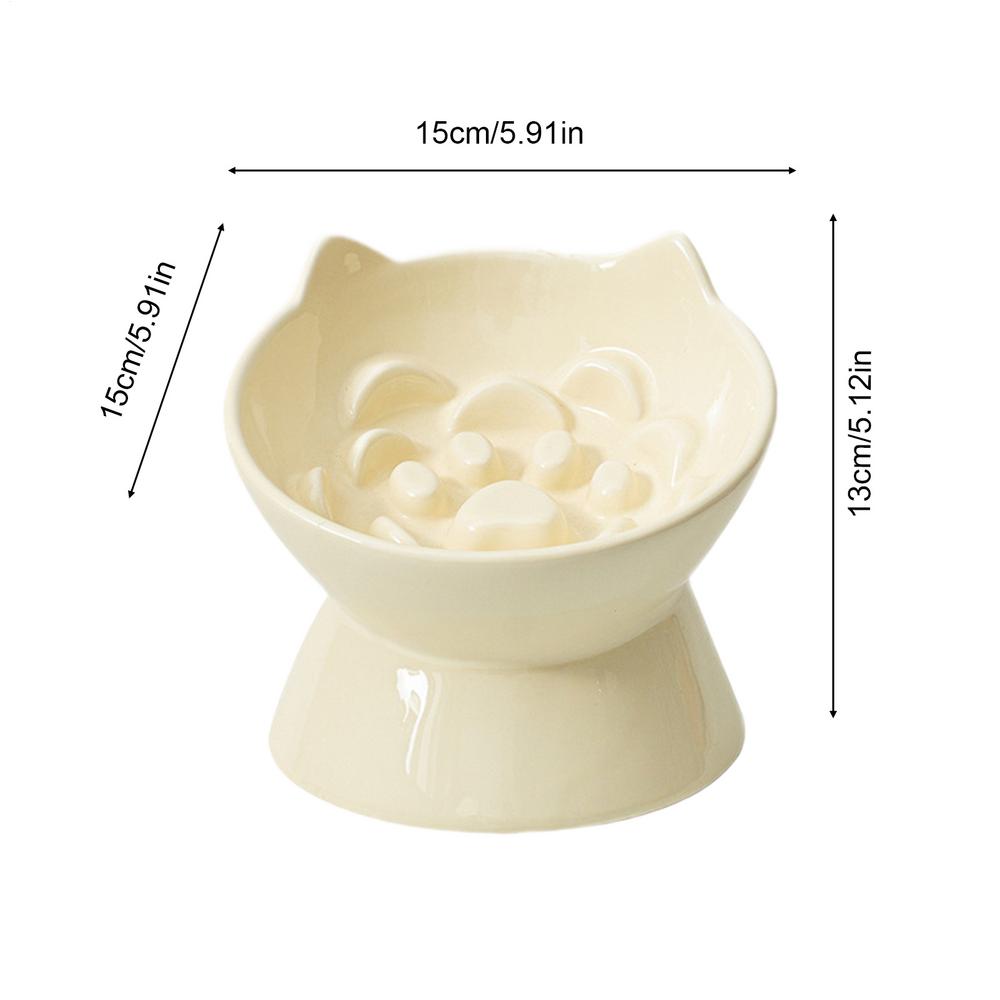Raised Cat Food Bowls Ceramic Slow Feeder Water Dish Lifted Cat Food Bowl For Home Kitchen Dining Area Living Room Apartment