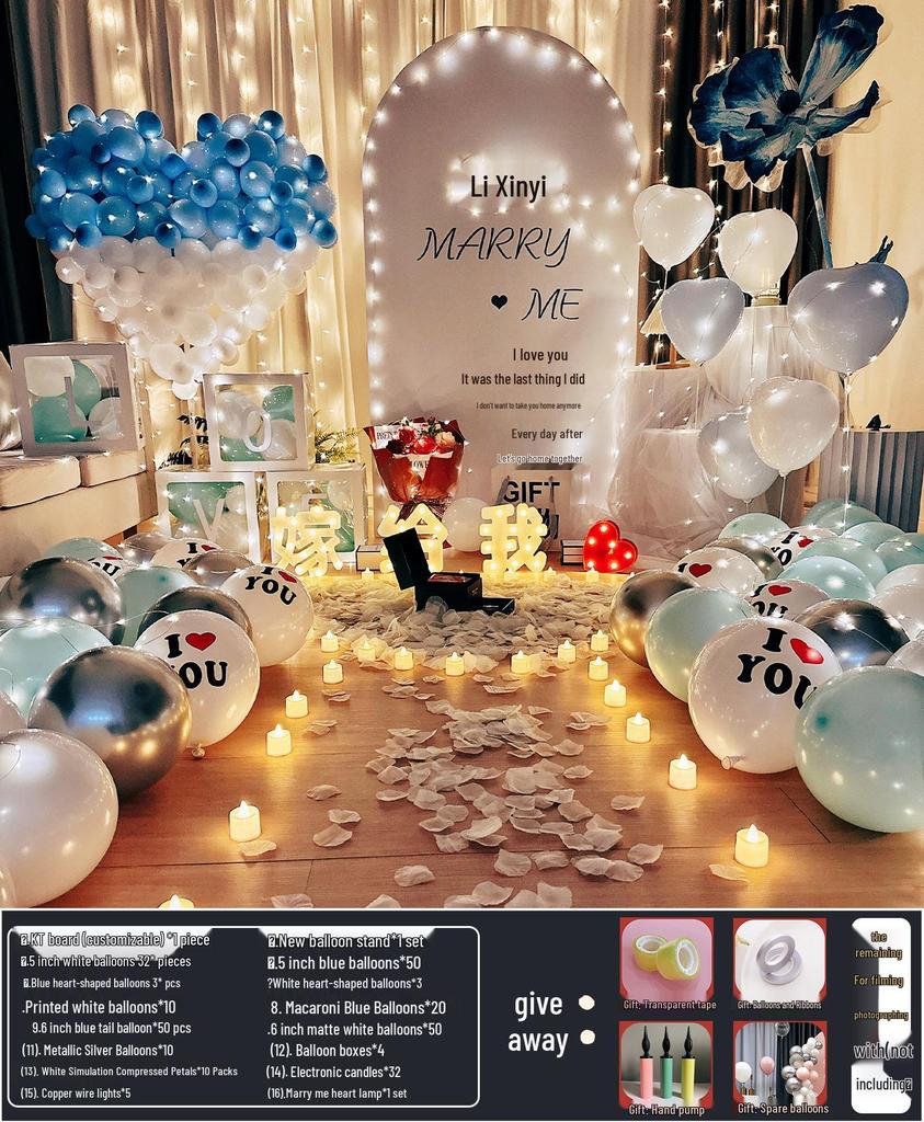 Anniversary Romantic Scene Decoration: Valentine's Confession Bedroom Proposal Balloon Wall Set